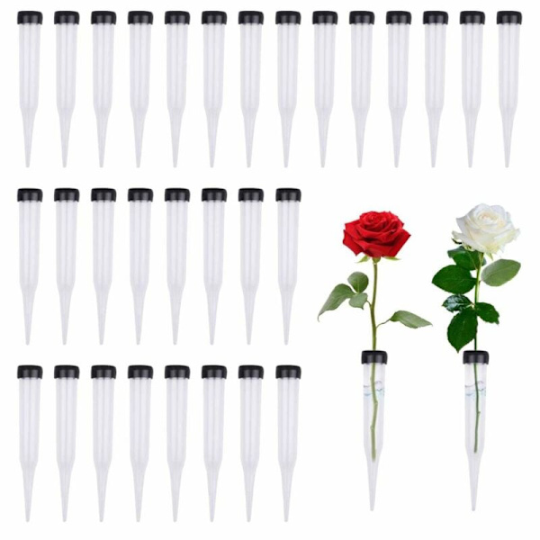 Blomrör 100-pack Plastblomrör, Transparenta Blomrör, Återanvändbara Blommor, Blomrör