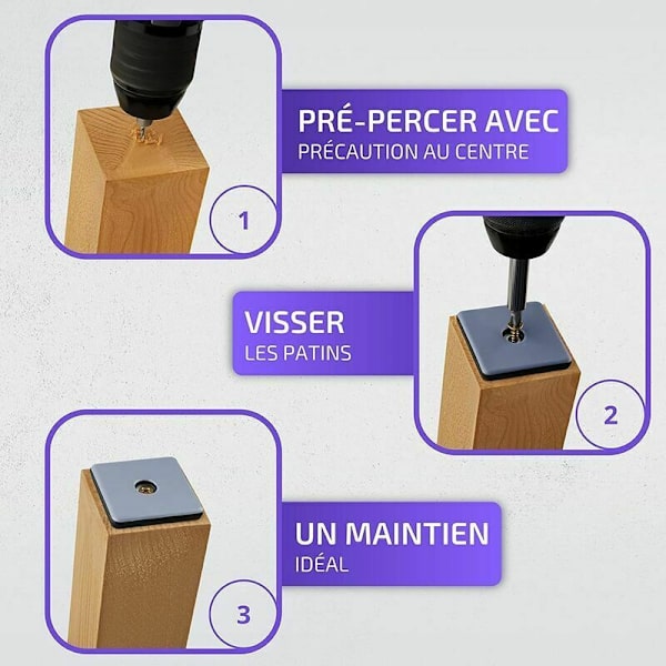 Teflon Möbelglider med Skruvar │ 20 Stycken │ Fyrsidigt │ 40 x 40 Mm │ Golvskydd │ Ptfe Glider │ Teflon Glider