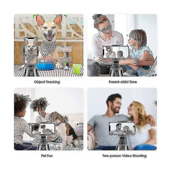 Smartphone Gimbal Stabilisator, 360 Rotation Automatisk Ansigtsgenkendelse Smartphone Holder (bebetter)