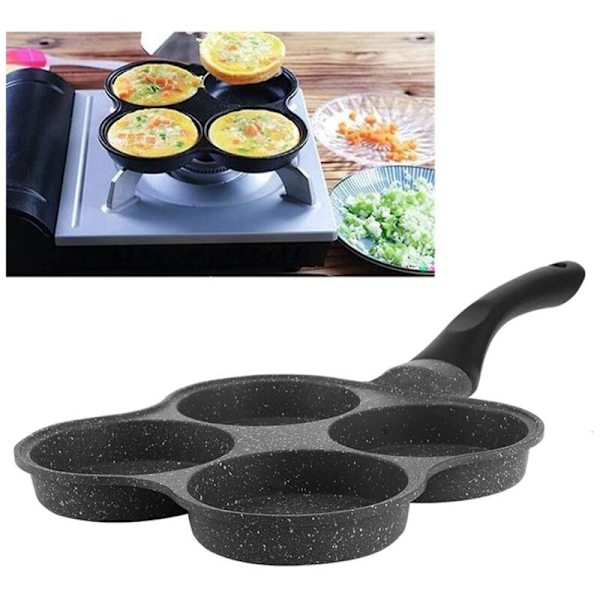2X 4-Huls Stegepande Fortykket Omeletpande Non-Stick Æg Pandekage Steakpande Kogegrej Skinke Æg Maker - Morgenmad