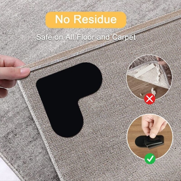 24PCS Matttejp Gripper Non Carpet Pads för Hårda Golv Kakel Mattor Tvättbara Återanvändbara Matt Grippers Matttejp