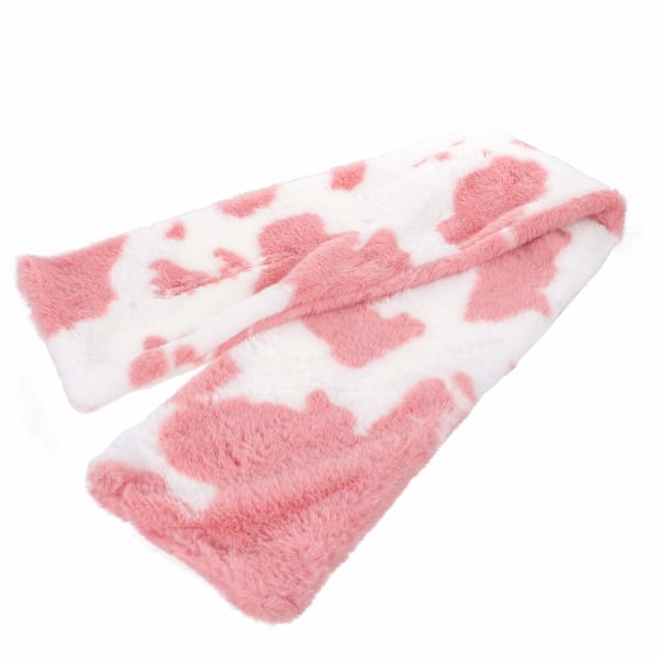 Vinterpälshalsduk för kvinnor, plyschhalsaxelryckning, thermal halsduk med hål, sjalkrage, varm rosa