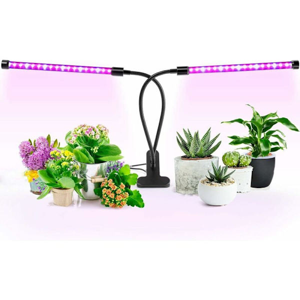 LED Vækstlys med Forsinkelsesfunktion 3 Tilstande 9 Lysstyrke 360° Dæmpbar Justerbar Plantelys til Indendørs Planter Hydroponik Havebrug Drivhus (20W
