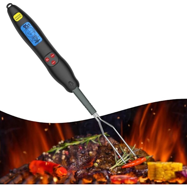 Kökstermometer, Kötttermometer, Grillgaffeltermometer med Lång Rostfritt Stålspets, för Mat, Grill, Soppa, Mjölk