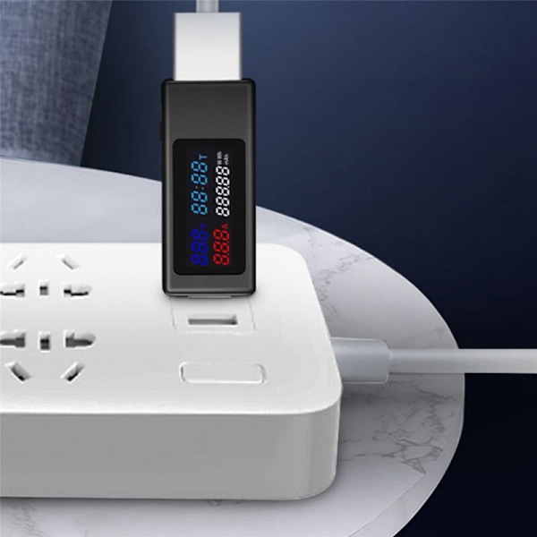 2X 6-i-1 USB-testare DC4-30V IPS Digital Display Spänning Effekt Tid Kapacitet Mätare Detektor för Ström, Spänning, Svart