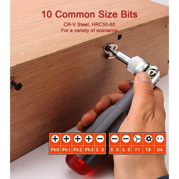 10 i 1 magnetisk multi-bit spärrskruvmejsel, liten fickminiskruvmejsel, lämplig för hem- och bilinteriörtillbehör, röd, 1 st