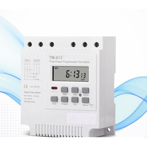 Trefaset programmerbar bryter 380V 415V TIMER med bakgrunnsbelysning