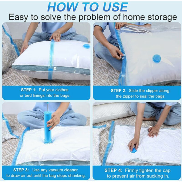 Vakuumförvaringspåsar Vakuum, 3-pack (60 x 80 cm) Vakuumpåsar för kläder, Återanvändbara vakuumförvaringspåsar för kläder, Sängkläder, Handdukar, Täcken