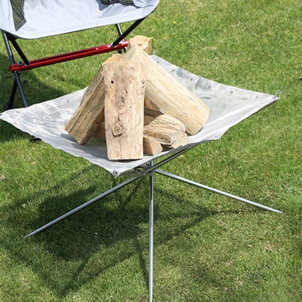 Bærbar udendørs ildsted foldbar net pejs madlavning bagning stativer til camping have ildsted grill