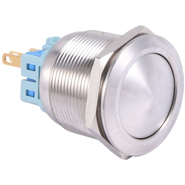 AC 5A 250V 25mm 0,98 tum Tråd Rund Kupol Montering 1NO 1NC DPST Låsning Rostfritt Stål Metall Tryckknappsbrytare CE-certifiering