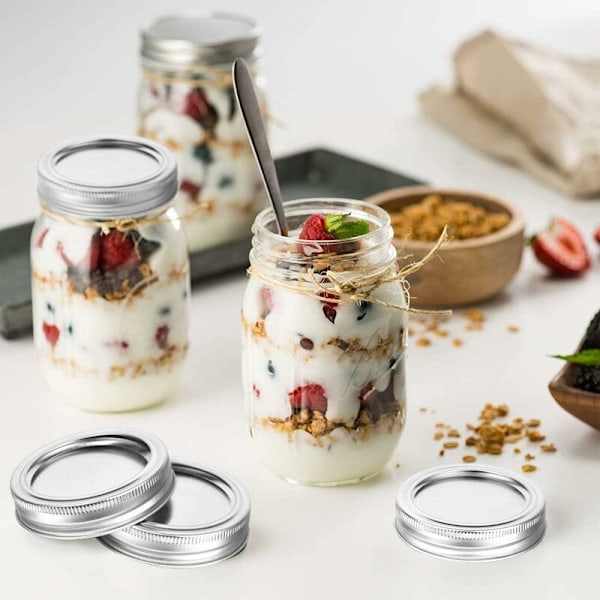 Mason Jars Låg, 24Pak 70mm Almindelig Mund Lækagefri Konserveslåg Split Type Låg