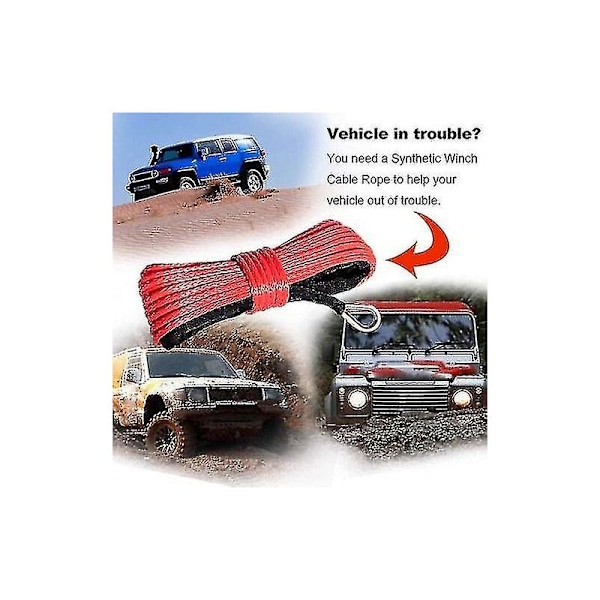 15m vinssi köysi 7700lb vetovoima kaapeli nylon veto köysi autonpesu huolto naru ATV UTV Off-
