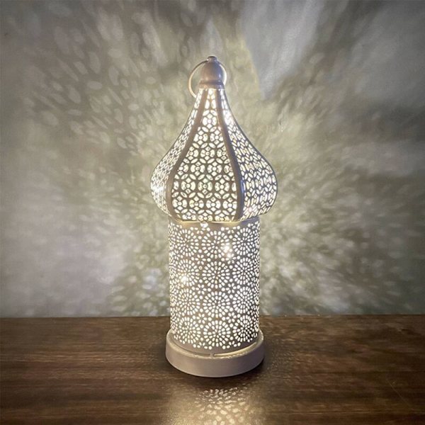 Retro Hålgraverad Marockansk Boho Lykta, Bärbar Skrivbordslampa med Romantisk Atmosfär för Heminredning