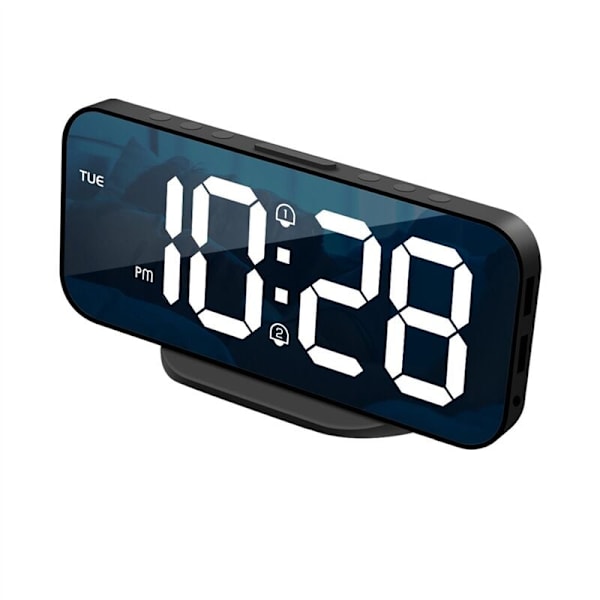 HD-väckarklocka digital display av veckodagen nattläge bordsur snooze obegränsad 12/24H dubbel alarm/LED-klocka B