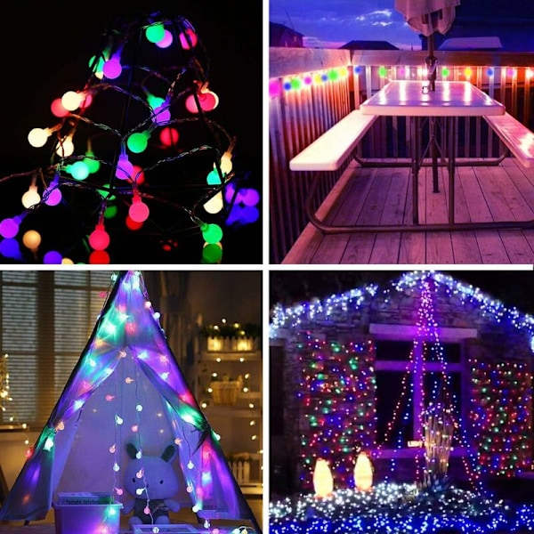 3M Fairy Lights, Moniväriset Fairy Lights, 20 Pientä Palloa IP65 Vedenkestävä, 1 Valotila Sisä- ja Ulkokoristeluun, Kotiin, Juhliin, Jouluun