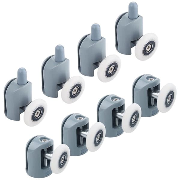 8 st duschdörrrullar, 23 mm duschdörrrullar för badrum, 4 övre och 4 nedre