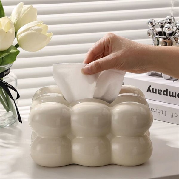 Bubbelvävnadslåda Pappersdispenser för Matbord Badrum Snygg Vävnadsorganisatör Dekorativ Servett, B