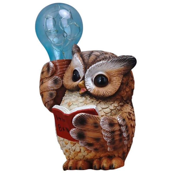 1Pcs Mini Owl Figurine Miniatures Garden Solar Lights Night Outdoor Animal Simulation Garden Resin Crafts Decor B