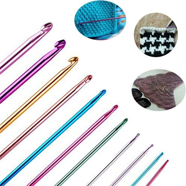 Set med aluminiumtunisiska afghanska virknålar 2-8mm, plastkablade sticknålar 3,5-12mm