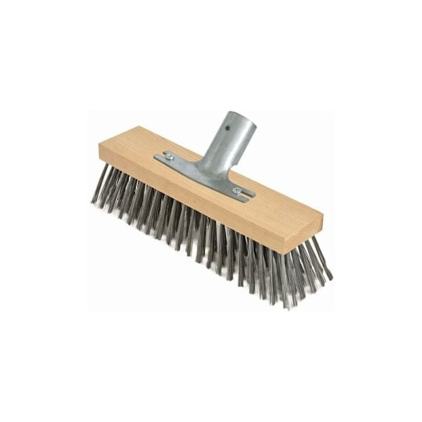 Kvast med stålborste, 30 cm med metallhandtagsstöd - Ø 28 cm - kvast huvud - högkvalitativ Nespoli bokträkropp