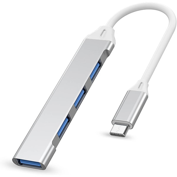 USB C-hubb, tunn 4-portshubb USB 3.0/2.0-hubb med USB A till USB C-adapter