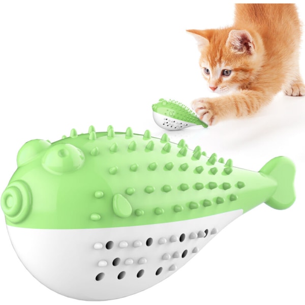 Husdjursprodukter, ljudande tuggleksaker, kattmynta, fugu, kattandningsleksaker (grön)
