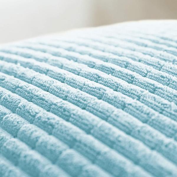 Kuddfodral med randigt mönster, 2-pack, Corduroy Kuddfodral, Mjuka enfärgade kuddfodral för sovrum, soffa - 20''x20'' Babyblå