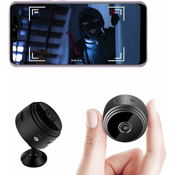 Maskot Dold Spionkamera 1080p Full HD Magnetisk WiFi Svart med Trådlös Rörelsedetektering och Ljud och Video för Hemövervakning med Nattseende