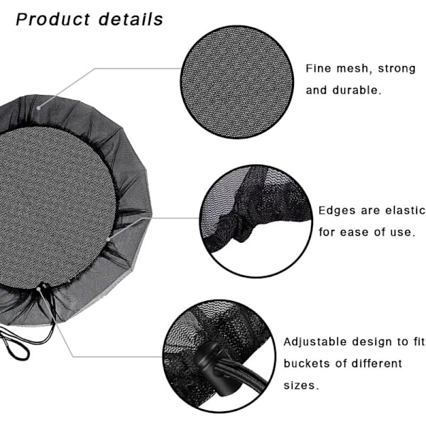 2 stk Regnfatnett, Regnfatdeksel med snor, Rundt Regnfatdeksel, Beskyttelse mot Mygg og Blad (60 cm)