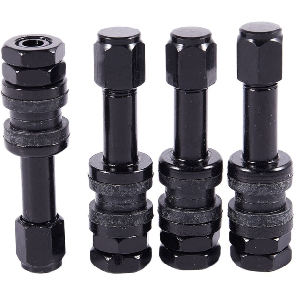 4 st Universal Flushmonterade Bilhjul Däck Ventiler Rörlock Set Svart