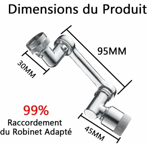 Universal Haneudluftningsventil, 1080° Rotation Bred Vinkel Robotarm, Haneudløbsadapter, Køkkenhaneforlænger, Haneudluftningsventil