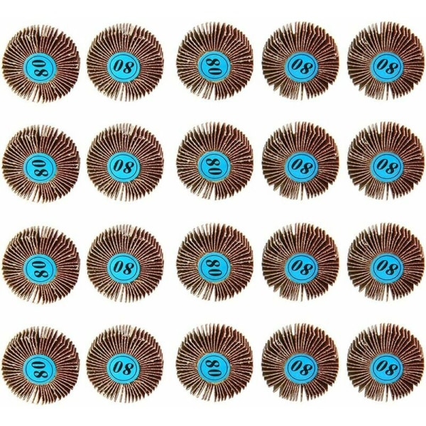 Flap Wheel, Grit Sand Paper Flap Wheel, Abrasive Paper Polishing Wheel for Drill, Grinder, Rotary Tool（20pcs）