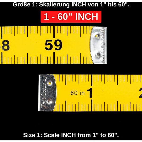 Skreddersøm med en total lengde på 150 cm, 2 i 1 målebånd med cm og tomme gradering, måle klær, kroppsfett, glassfiberbånd