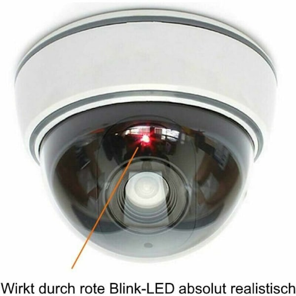 Sæt med 2 Dummy Professionelle Kuppelkameraer med Blitz, Linse og Blinkende LED (Hvid)