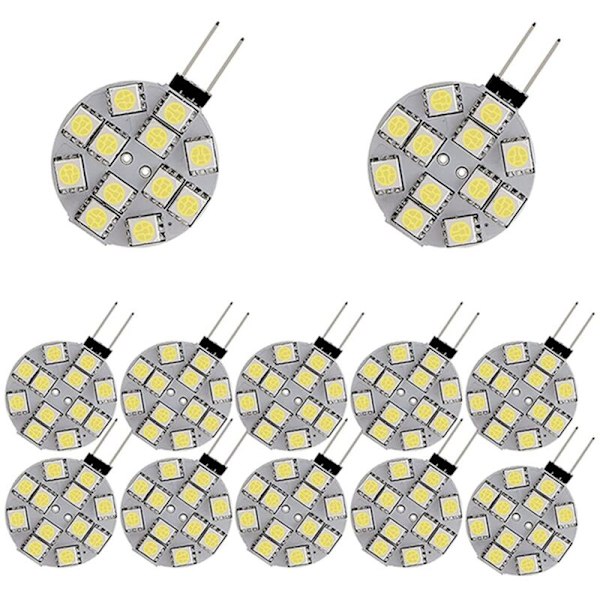 12 st G4 LED-lampor Runda sidostyftbas G4 5050 12SMD LED RV-ljus Hemläslampa, Vit