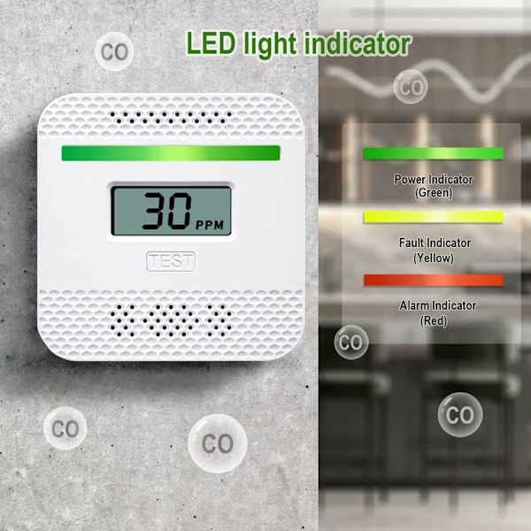 Koldioxiddetektor, Bärbar Koldioxiddetektor med LCD-Digitaldisplay för Hemresor, UL-Certifierad Koldioxidlarm med Elektrokemisk