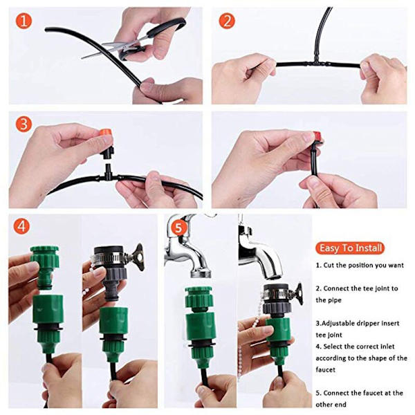 10M DIY Bevattningssystem för Trädgård 1/4 Tum Tom Distributionsvattenslang Kit Dropp Automatisk Bevattningsutrustning Set för Trädgård Gräsplan