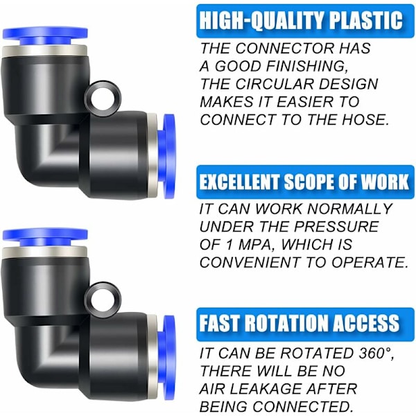 10 stk Coude 4mm Tube OD Push to Connect Tube Raccords Push Lock (PV4)