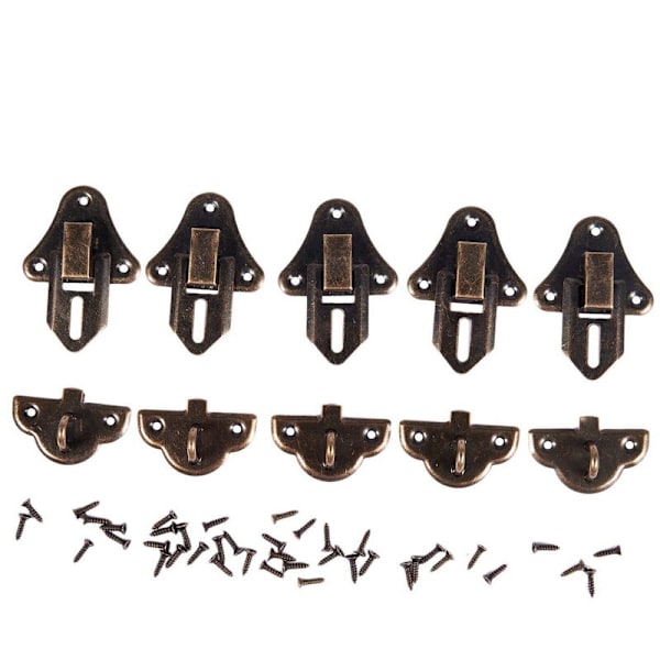 5 stk. Antikk messing hasp for treverk