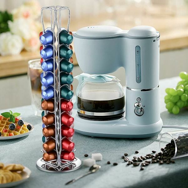 NespressoOriginal Kapselhållare Roterande Dispenser Display Stativ - För 40 Stycken - Original Kapselhållare Förvaringslösning Utrymmesbesparande