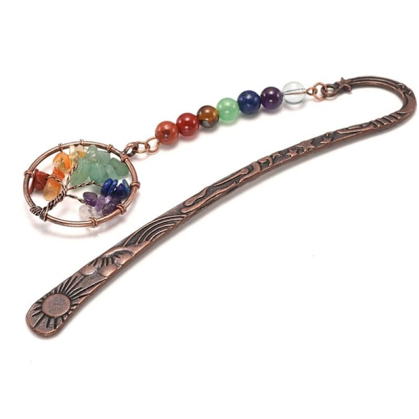 2X Chakra Krystal Bogmærke Vintage Metal Træ Bogmærker til Kvinder Studenter Lærer Graduation Gave Jul