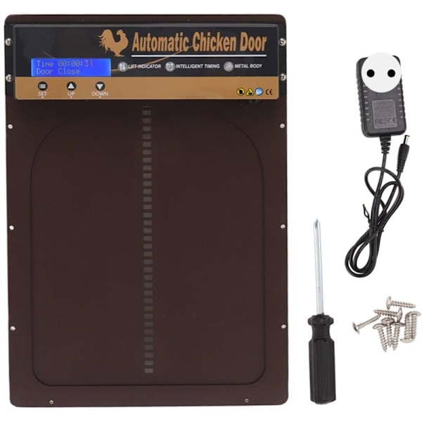 Batteridriven Automatisk Hönshusdörr, Automatisk Hönshusdörröppnare, Fjäderfädörr för Höna, Anka, Gås, Hemgårdar med Timer, 100-240V