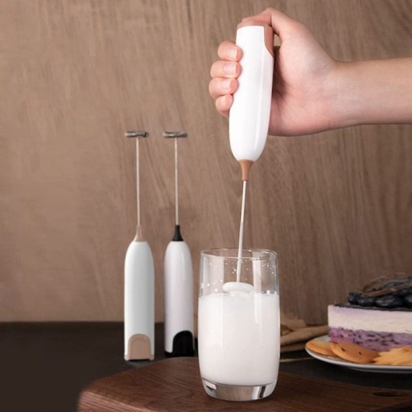 Electric Milk Frother Kitchen Foamer Whisk Mixer Stirrer Coffee Cappuccino Whisk Foamy Mixing Egg Beater White