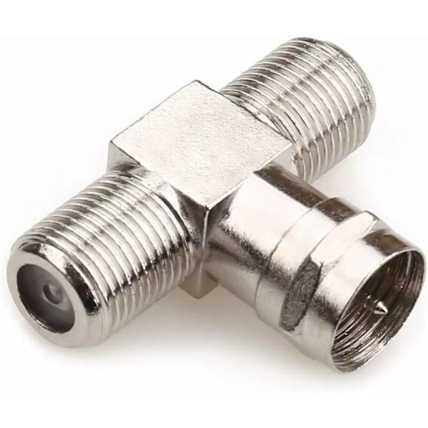 Type Han til 2 Hun 3 Vejs Koaksialkabel Splitter Konnektor Adapter, f-stik indendørs TV-antennekabel stik - 2-pak