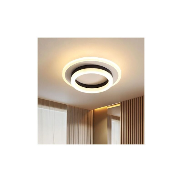 Moderne LED Loftlampe 20W med Fjernbetjening, Dæmpbar Rund Nikkel Loftlampe til Soveværelse, Køkken, Gang, Natlystilstand, 3000K