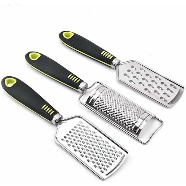 3-pack Rivjärn i Rostfritt Stål, för Parmesan, Citron, Ingefära & Vitlök Blå