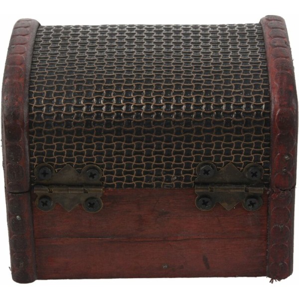 Punainen kannettava retro-tyyliin antiikkinen puulaatikko, jossa viivaornamentti