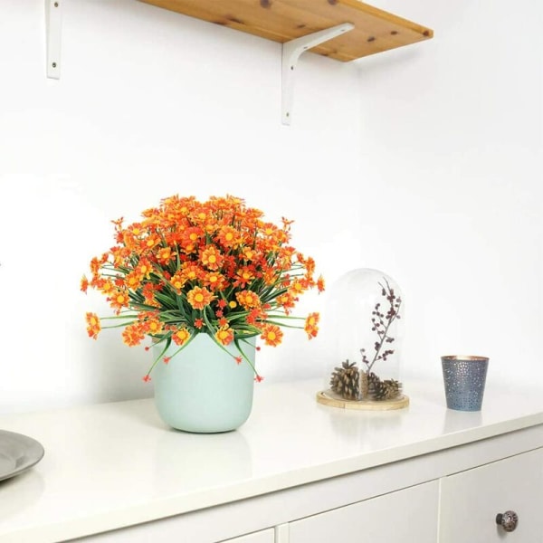 8 st konstgjorda prästkragar blommor falska bladverk falska växter buskar buskar för fönsterlåda hängande planteringsmaskin bondgårdsinredning