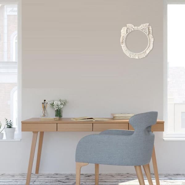 Macrame Vægophængsramme Håndvævet Gobelinramme Rund Boho Kvast til Stueindretning