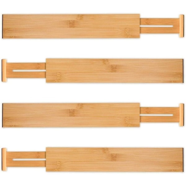 Justerbara Bambubackar, Kökslådorganisator, Fjäderbelastade, Kök, Byrå, Badrum, Sovrum, Babylåda, Kontor (4-pack) Organi